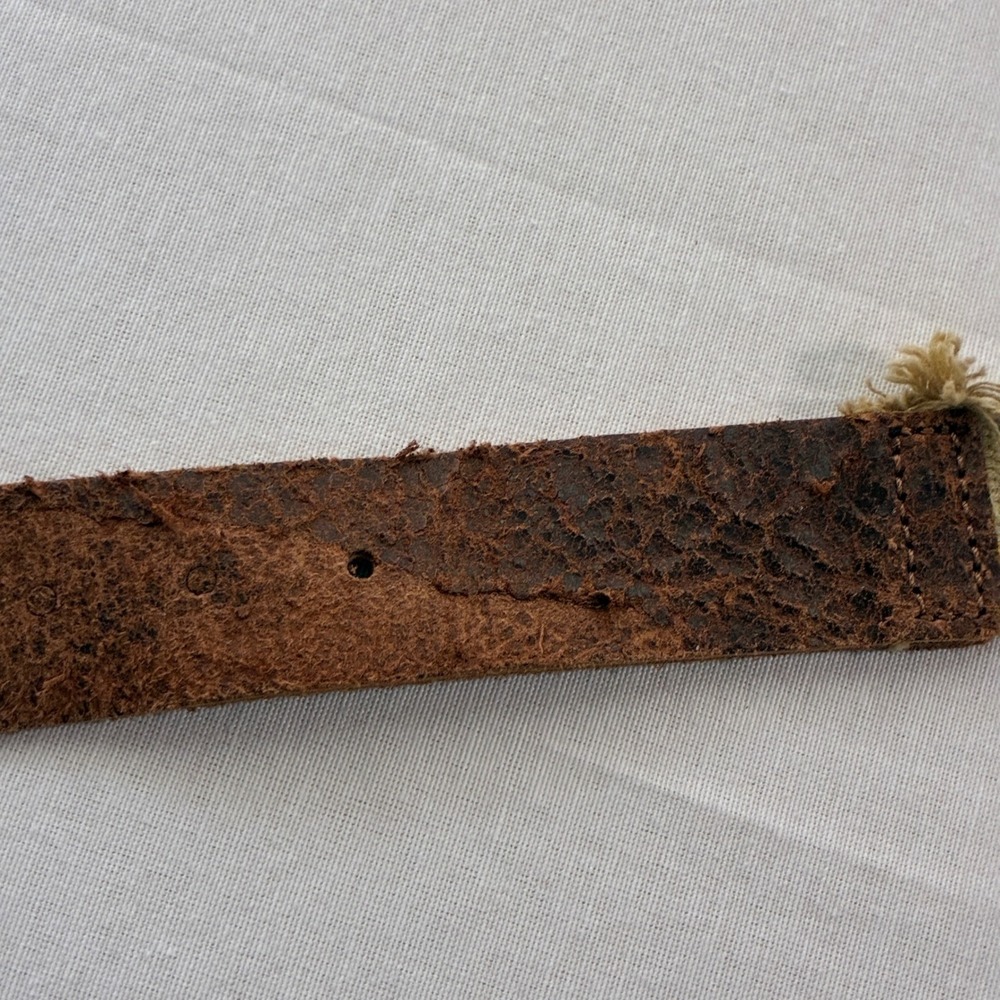 Y2K Flacco Roma Belt Studded Crystal Canvas Leather Distressed Boho‎ Festival - Picture 13 of 15